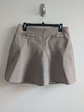Petite Plaid Button Flounce Mini Skirt